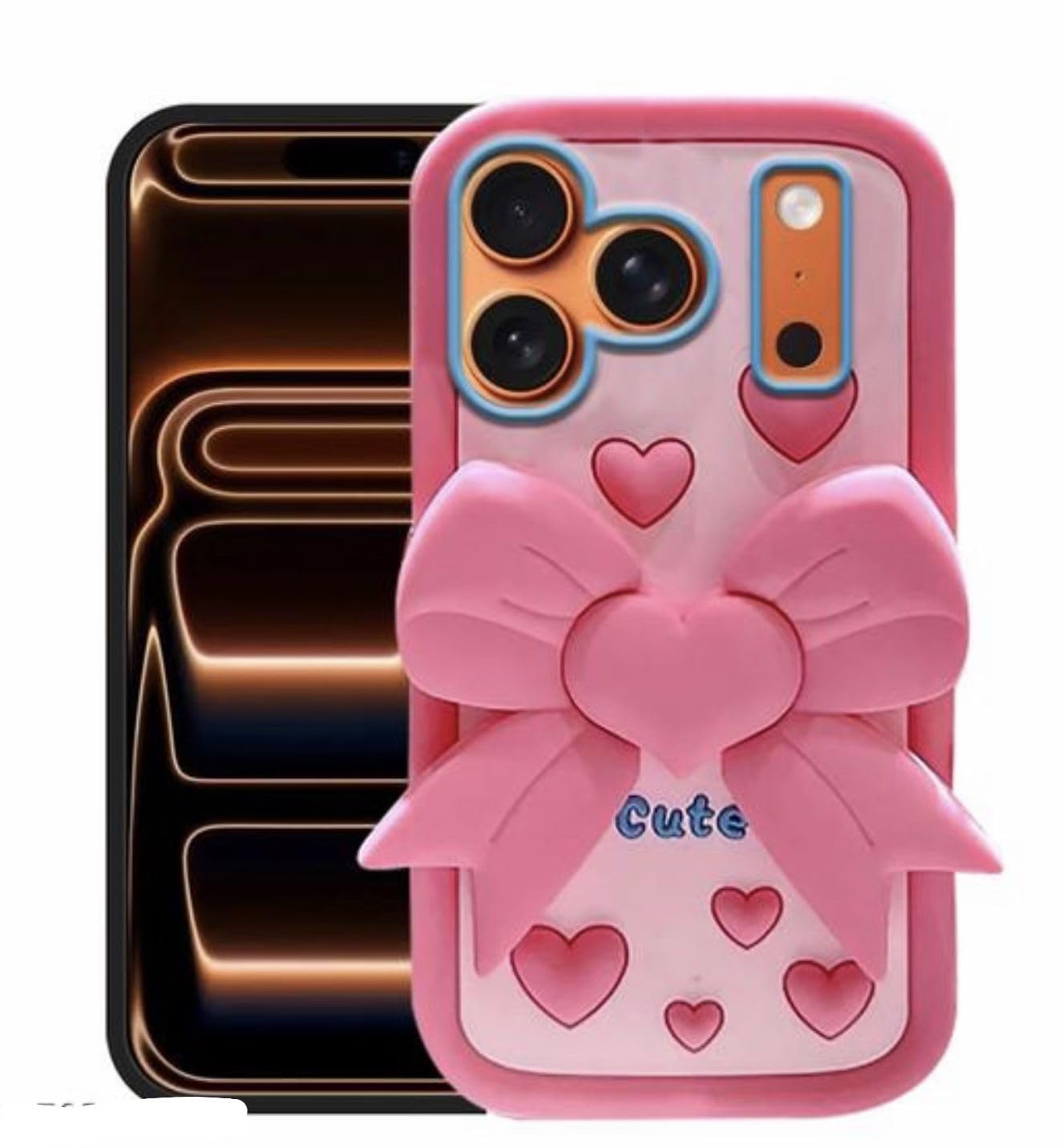 Dezet Cute Love Heart Butterfly for iPhone 17 Pro Max Case 3D